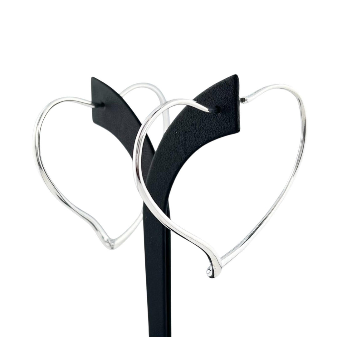 Great TIFFANY&Co. Pierce Elsa Peretti Open Heart Hoop Silver AG925 Women