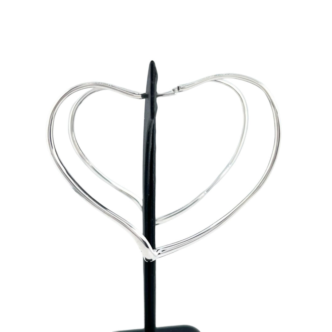 Great TIFFANY&Co. Pierce Elsa Peretti Open Heart Hoop Silver AG925 Women
