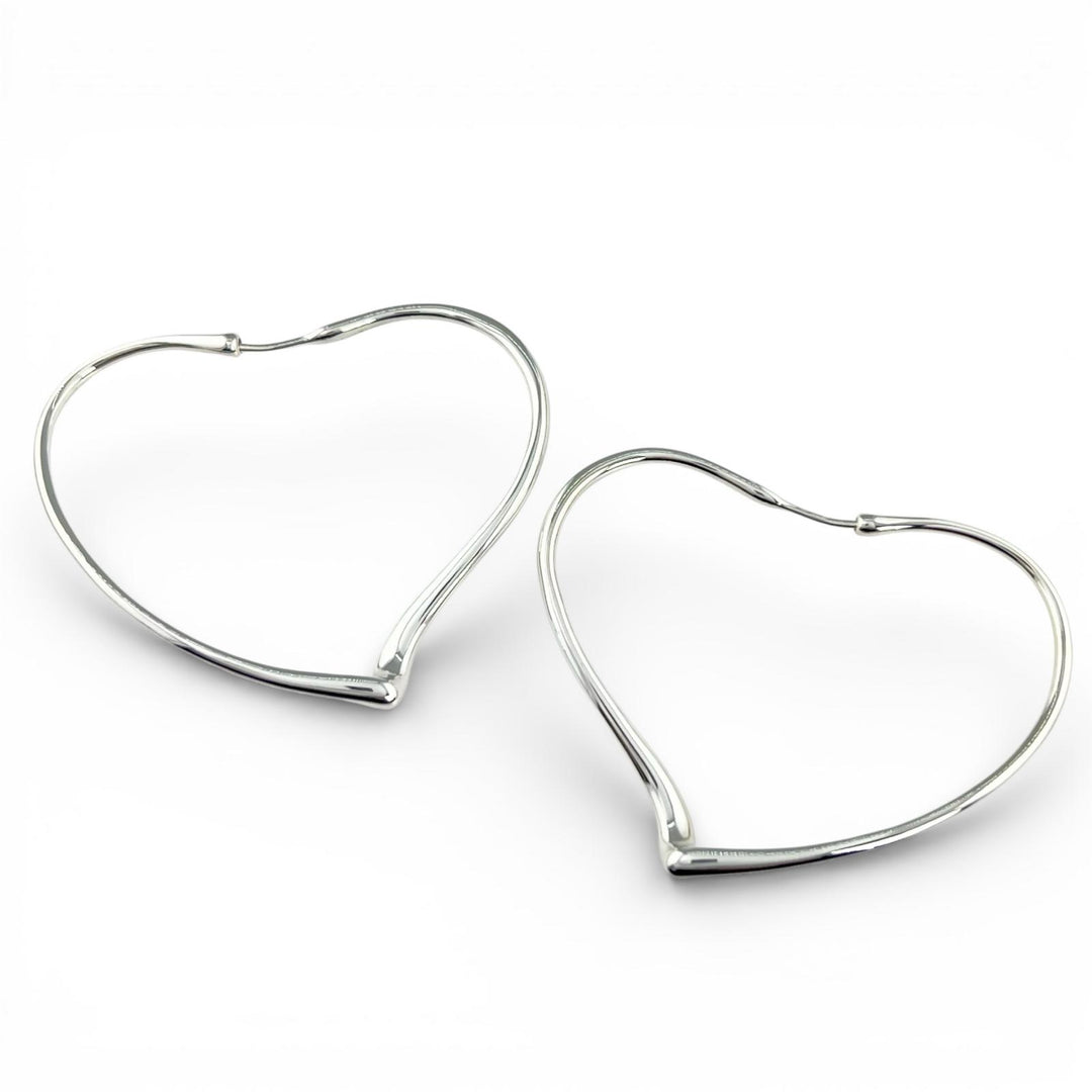 Excellent TIFFANY&Co. Pierce Elsa Peretti Open Heart Hoop Silver AG925 Women