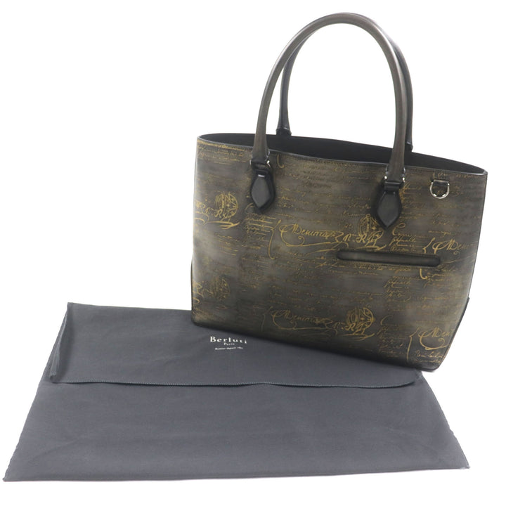 Excellent BERLUTI Tote Bag To joule Calligraphic Golden Patine Gray scritto