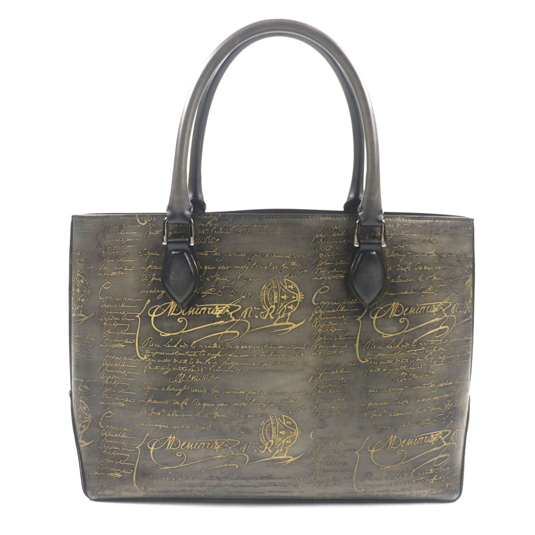 Excellent BERLUTI Tote Bag To joule Calligraphic Golden Patine Gray scritto