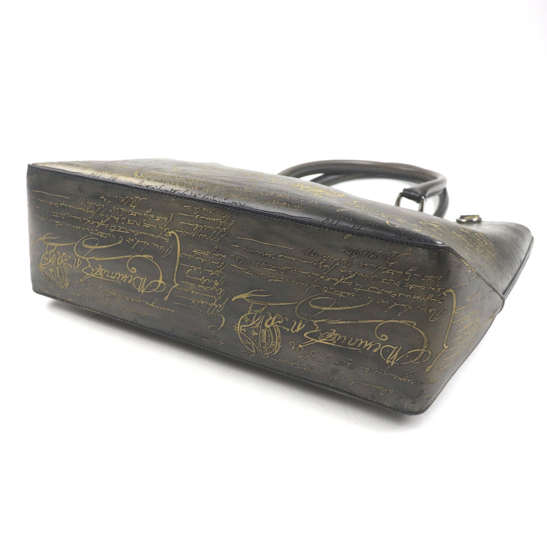 Excellent BERLUTI Tote Bag To joule Calligraphic Golden Patine Gray scritto