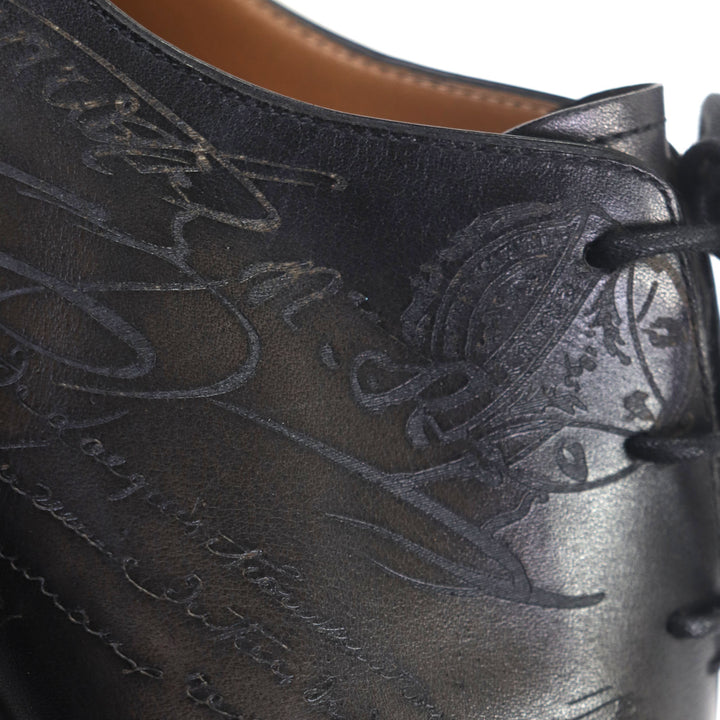 素晴らしい BERLUTI レザーシューズ Alessandro Oxford Calligraphy ブラックレザー メンズ 6