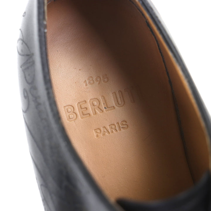 素晴らしい BERLUTI レザーシューズ Alessandro Oxford Calligraphy ブラックレザー メンズ 6