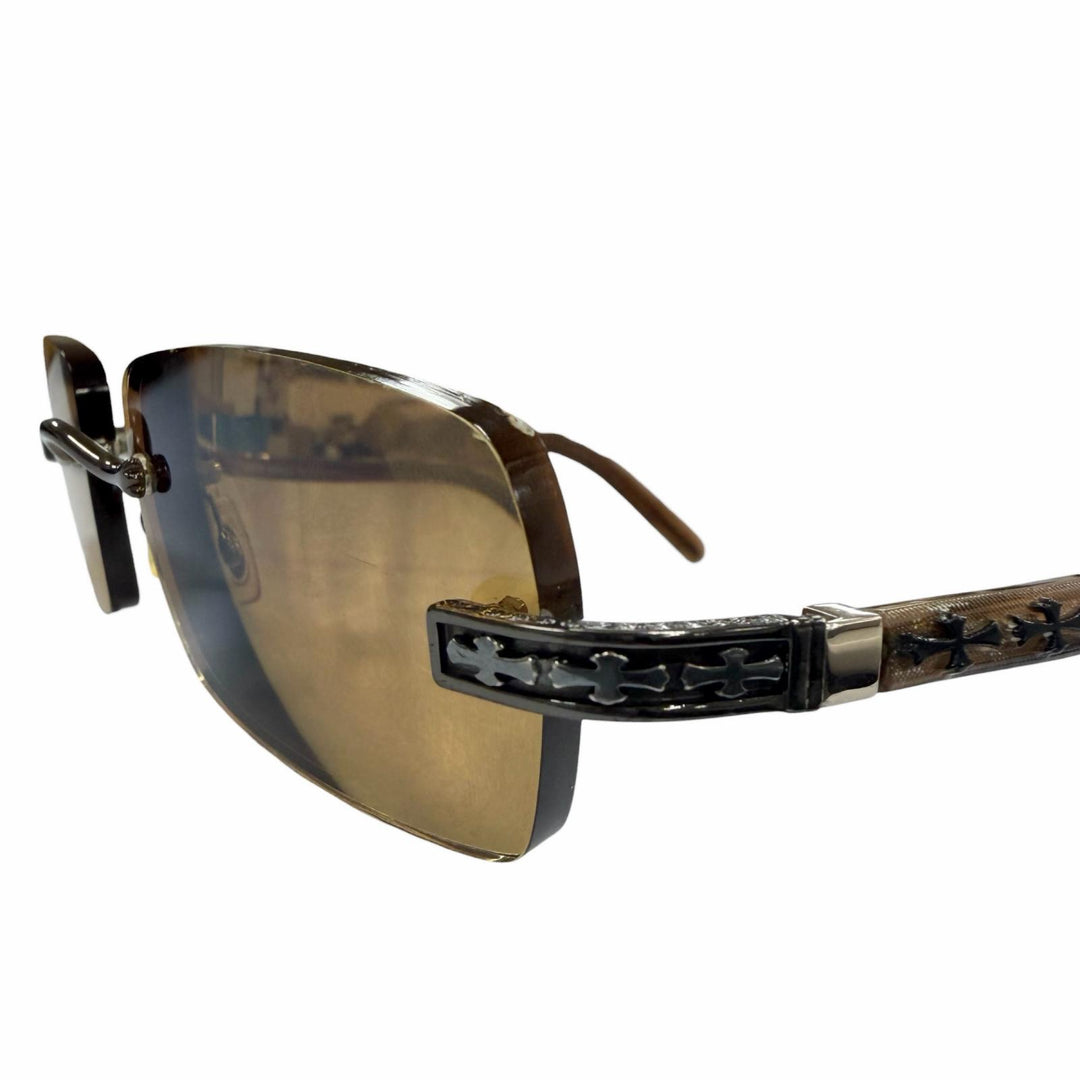 Very Good CHROME HEARTS sunglasses THREE BOB Brown 925 mens