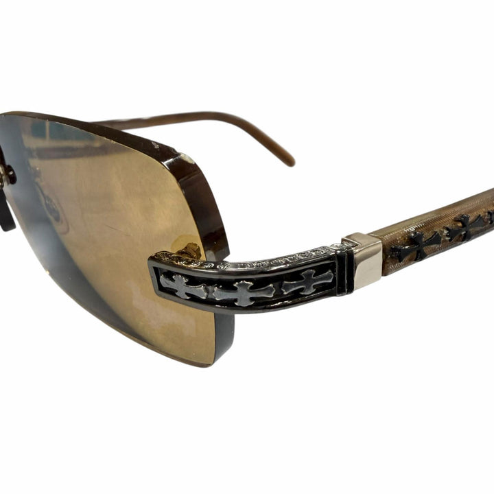 Very Good CHROME HEARTS sunglasses THREE BOB Brown 925 mens