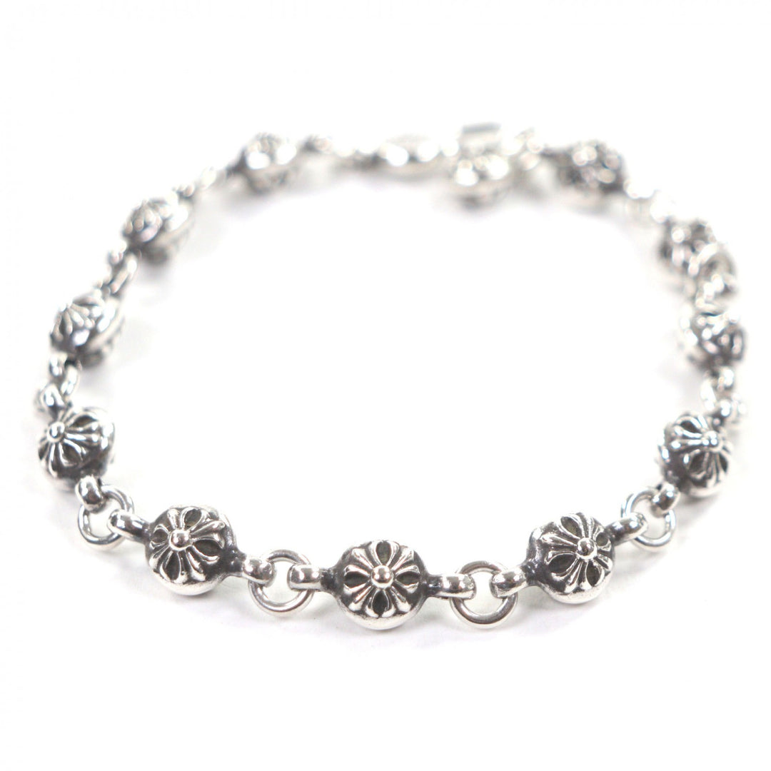 Great CHROME HEARTS bracelet NO1 BALL Cross Ball 10.6"" Silver 925 mens