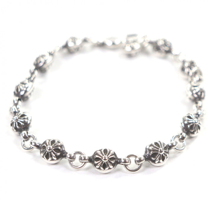Great CHROME HEARTS bracelet NO1 BALL Cross Ball 10.6"" Silver 925 mens