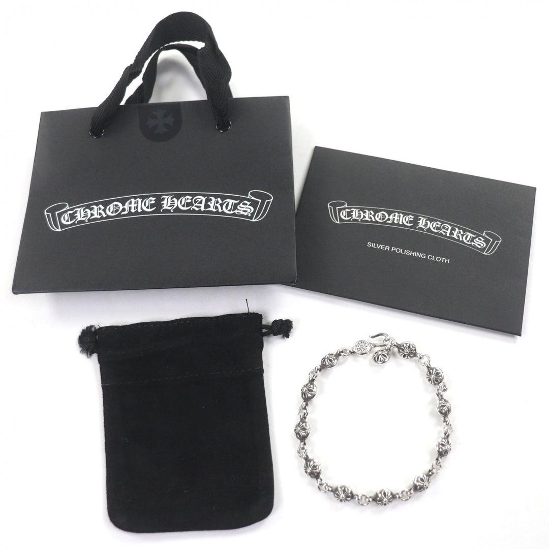 Great CHROME HEARTS bracelet NO1 BALL Cross Ball 10.6"" Silver 925 mens