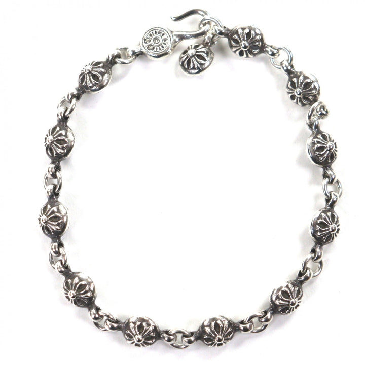 Great CHROME HEARTS bracelet NO1 BALL Cross Ball 10.6"" Silver 925 mens