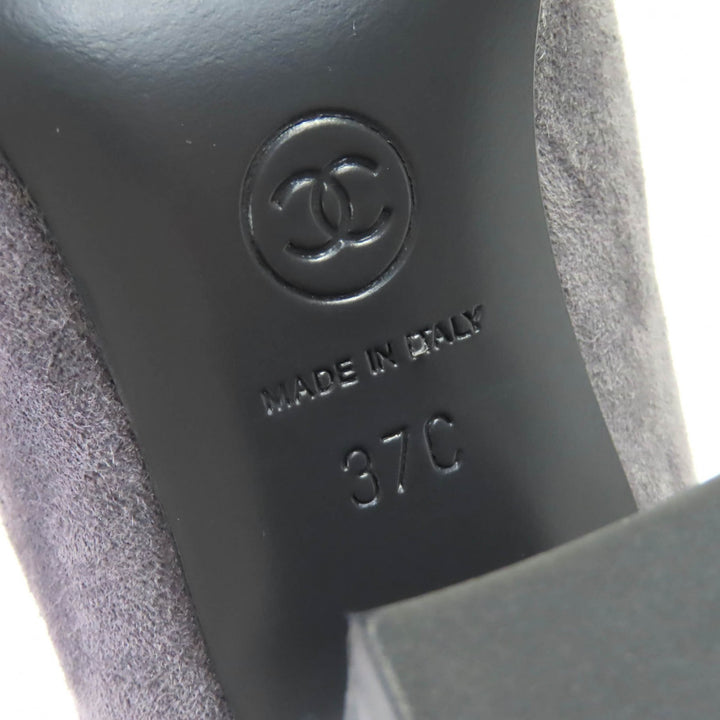 シャネル ショートブーツ ココマーク スエードレザー アンクルブーツ グレー 37 G32213 美品
