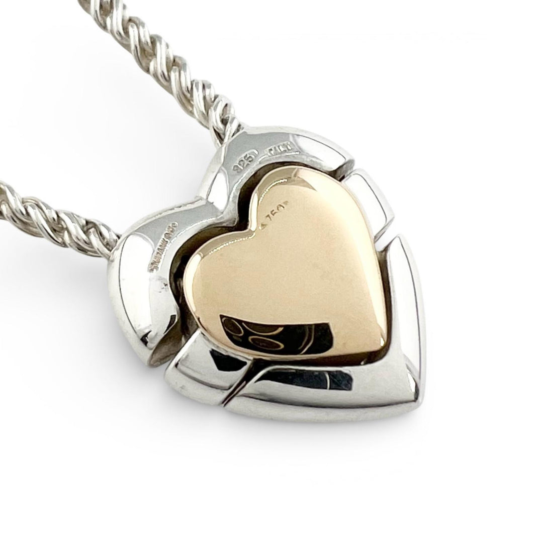 Great TIFFANY&Co. Necklace Double Heart Puzzle Silver 925 Women