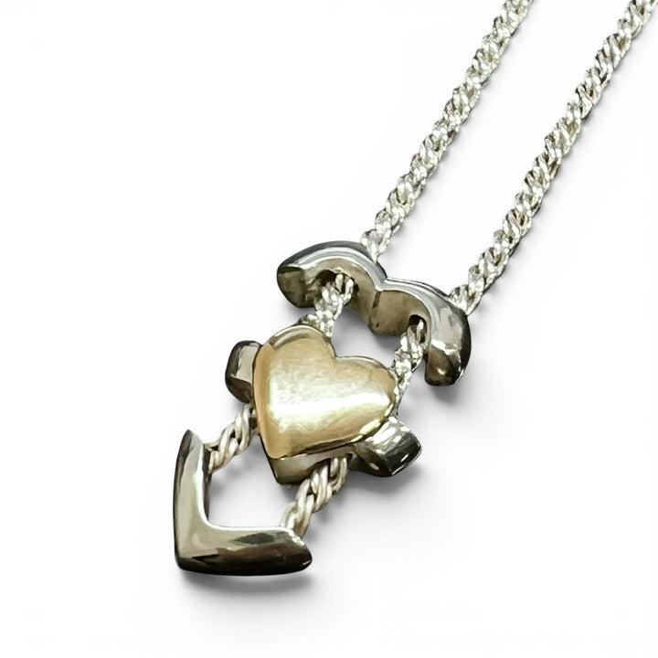 Great TIFFANY&Co. Necklace Double Heart Puzzle Silver 925 Women