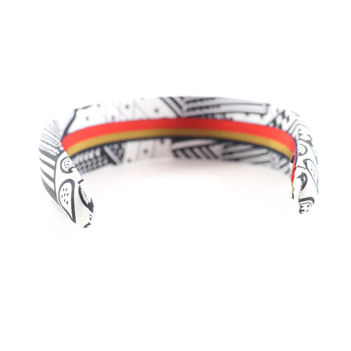 優れたHERMESヘアアクセサリージグザグシルクヘッドバンドホワイトブラックシルクレディース