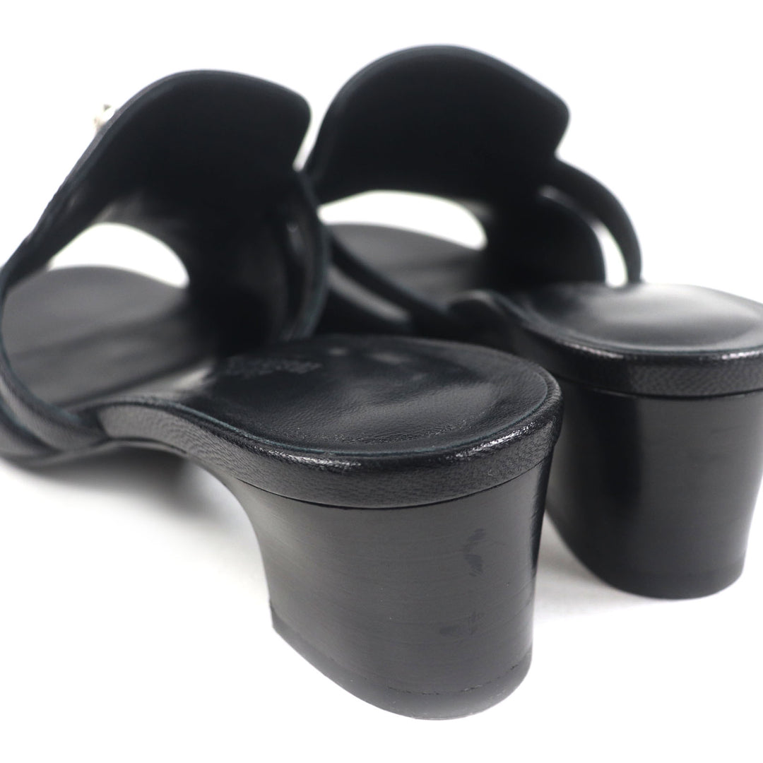 Great HERMES Sandals candy Kelly Buckle Leather Mules black leather Women
