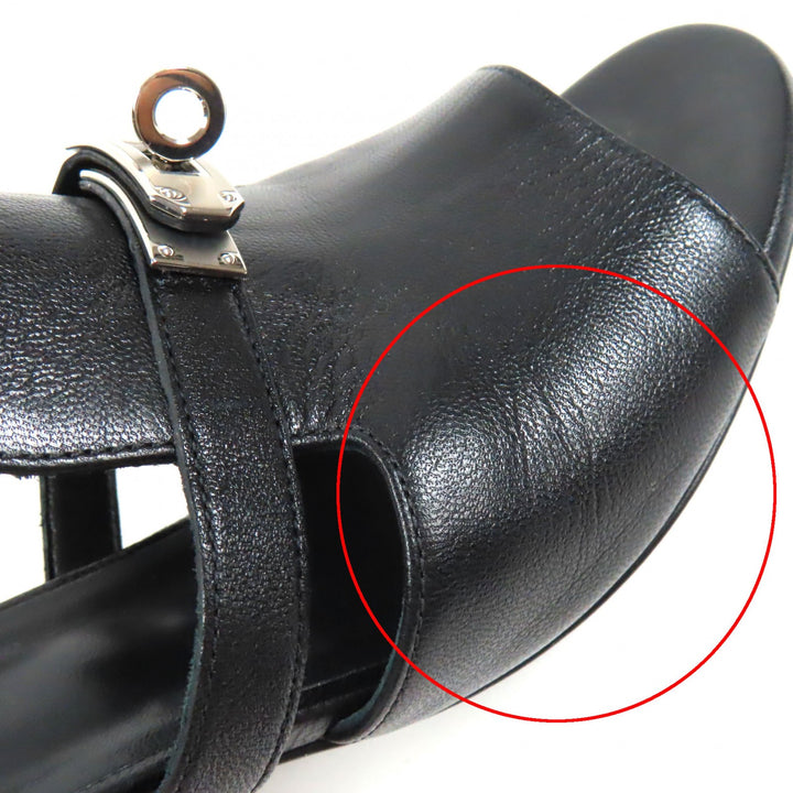 Great HERMES Sandals candy Kelly Buckle Leather Mules black leather Women