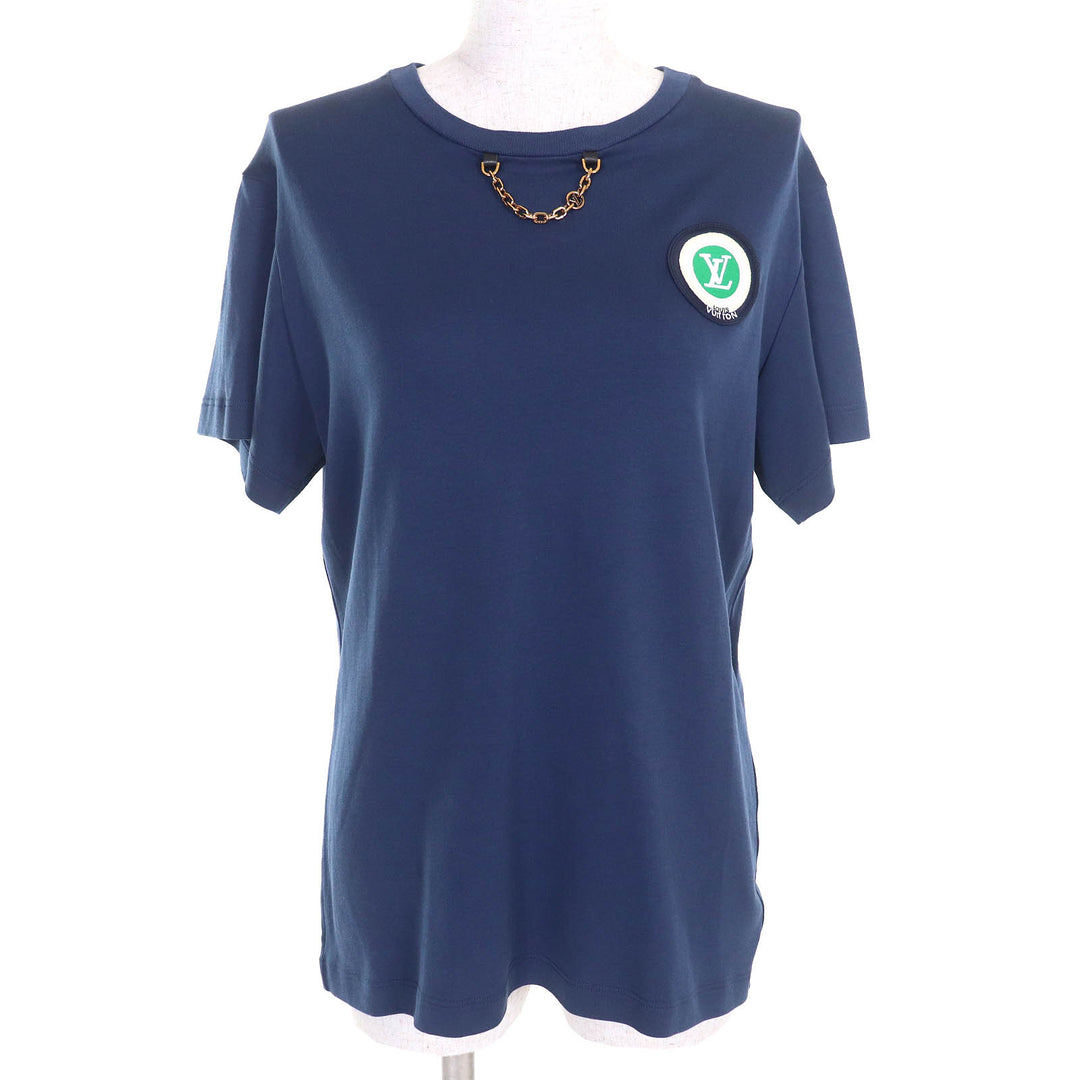 素晴らしい LOUIS VUITTON 半袖 Tシャツ LV レインボーパッチ クルーネック チェーン付き S