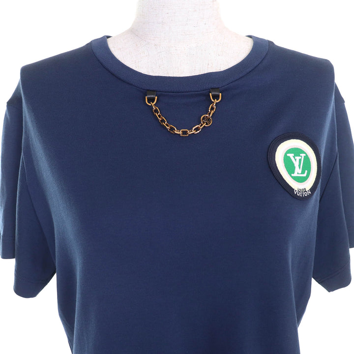 素晴らしい LOUIS VUITTON 半袖 Tシャツ LV レインボーパッチ クルーネック チェーン付き S