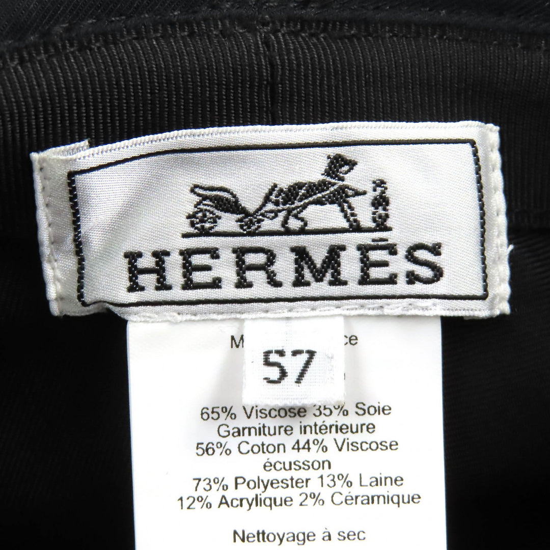素晴らしいHERMES帽子Harper H. Selyeバケットハット帽子ブラックコットンレディース57