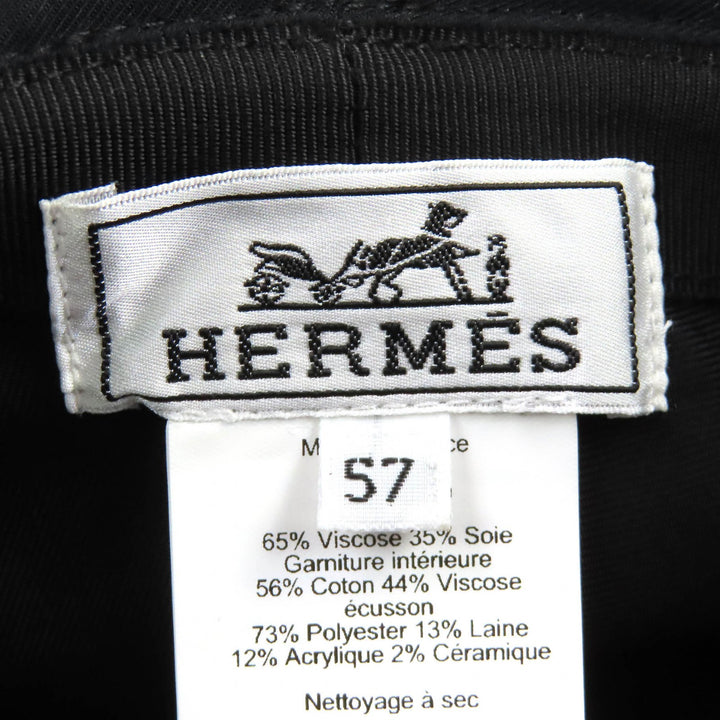 素晴らしいHERMES帽子Harper H. Selyeバケットハット帽子ブラックコットンレディース57
