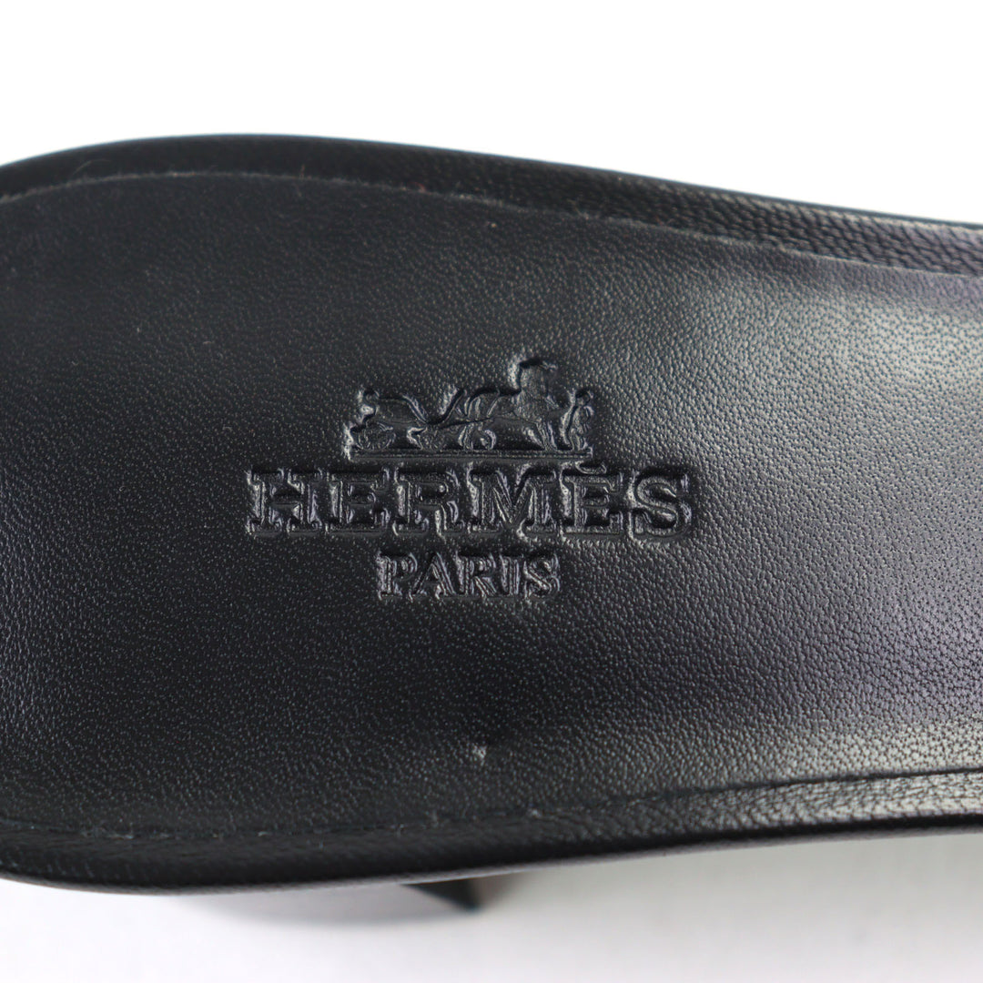 新品 HERMES ミュール オアシス ベロア＆レザーサンダル グリーン ブラック 37.5 232162Z