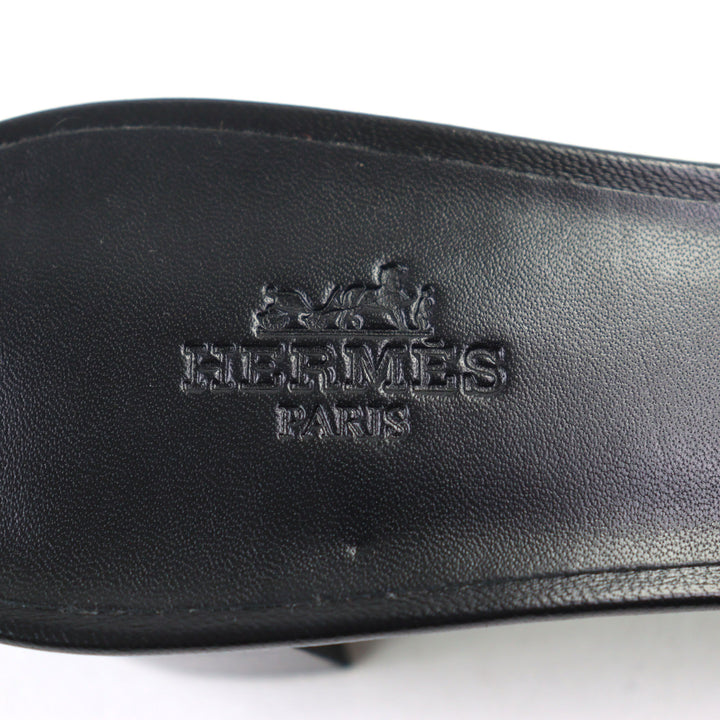 新品 HERMES ミュール オアシス ベロア＆レザーサンダル グリーン ブラック 37.5 232162Z