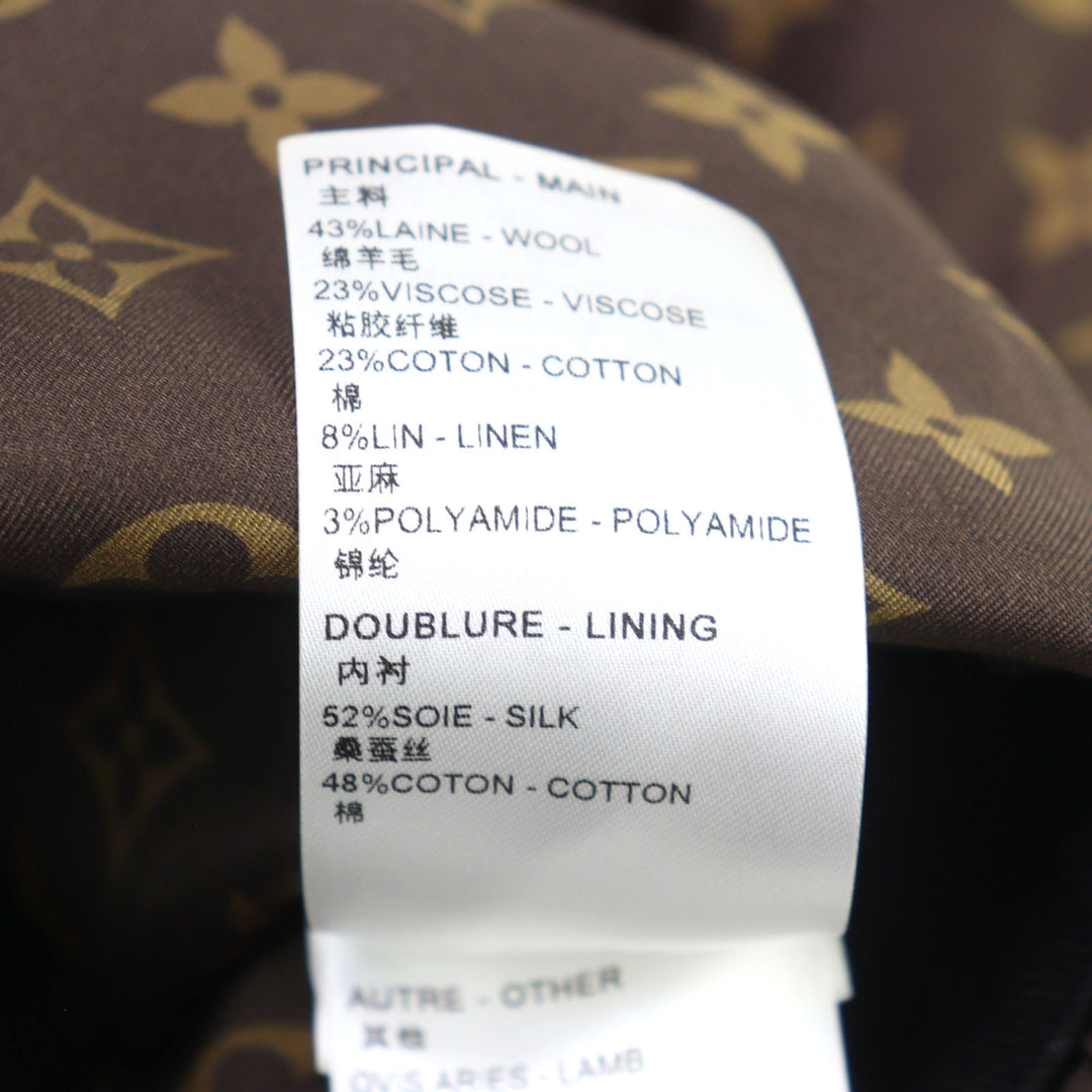 美品 LOUIS VUITTON ワンピース ロゴボタン LVロゴ ツイードレザー切り替え 34 FPDR64