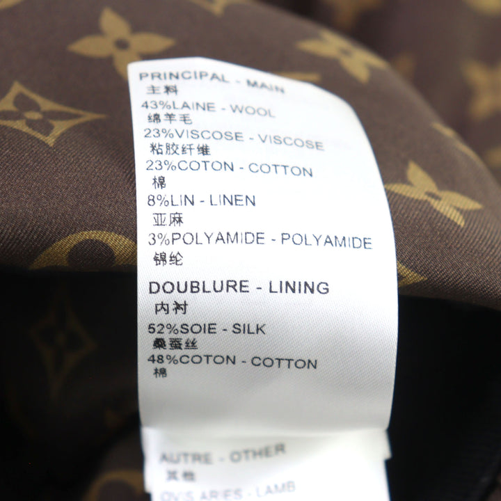 美品 LOUIS VUITTON ワンピース ロゴボタン LVロゴ ツイードレザー切り替え 34 FPDR64