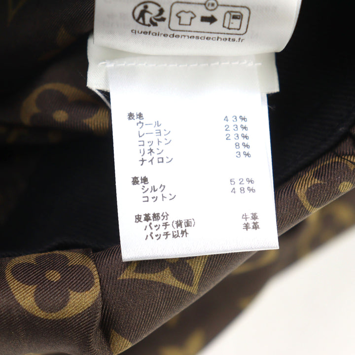 美品 LOUIS VUITTON ワンピース ロゴボタン LVロゴ ツイードレザー切り替え 34 FPDR64