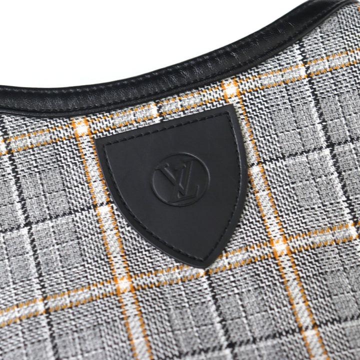 美品 LOUIS VUITTON ワンピース ロゴボタン LVロゴ ツイードレザー切り替え 34 FPDR64