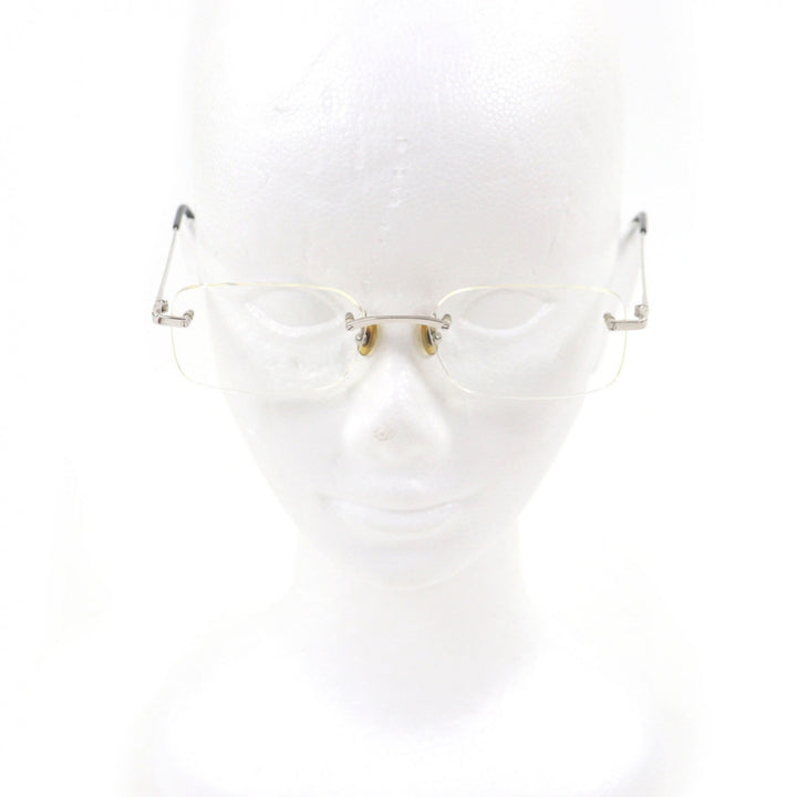 Very Good Cartier Glasses 135 Side Diamond 2P Two Point Silver diamond mens