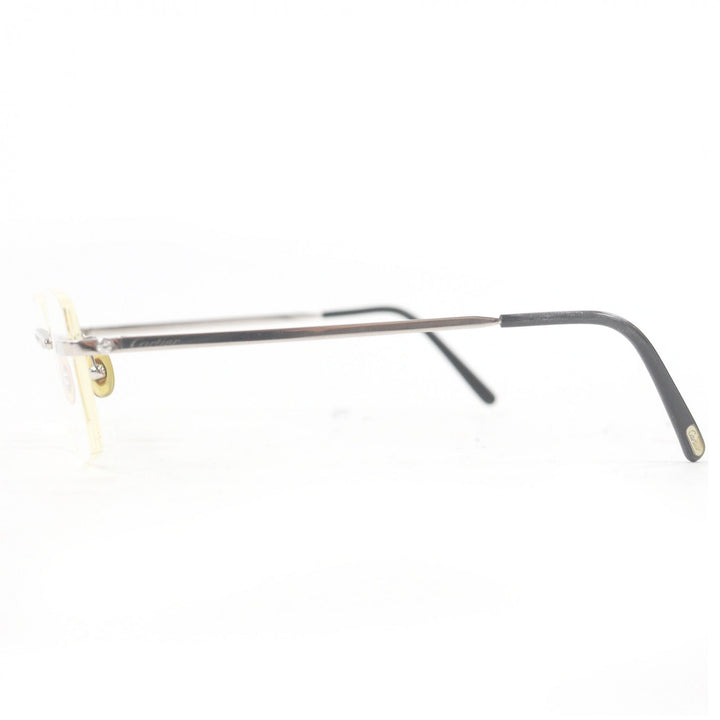 Very Good Cartier Glasses 135 Side Diamond 2P Two Point Silver diamond mens