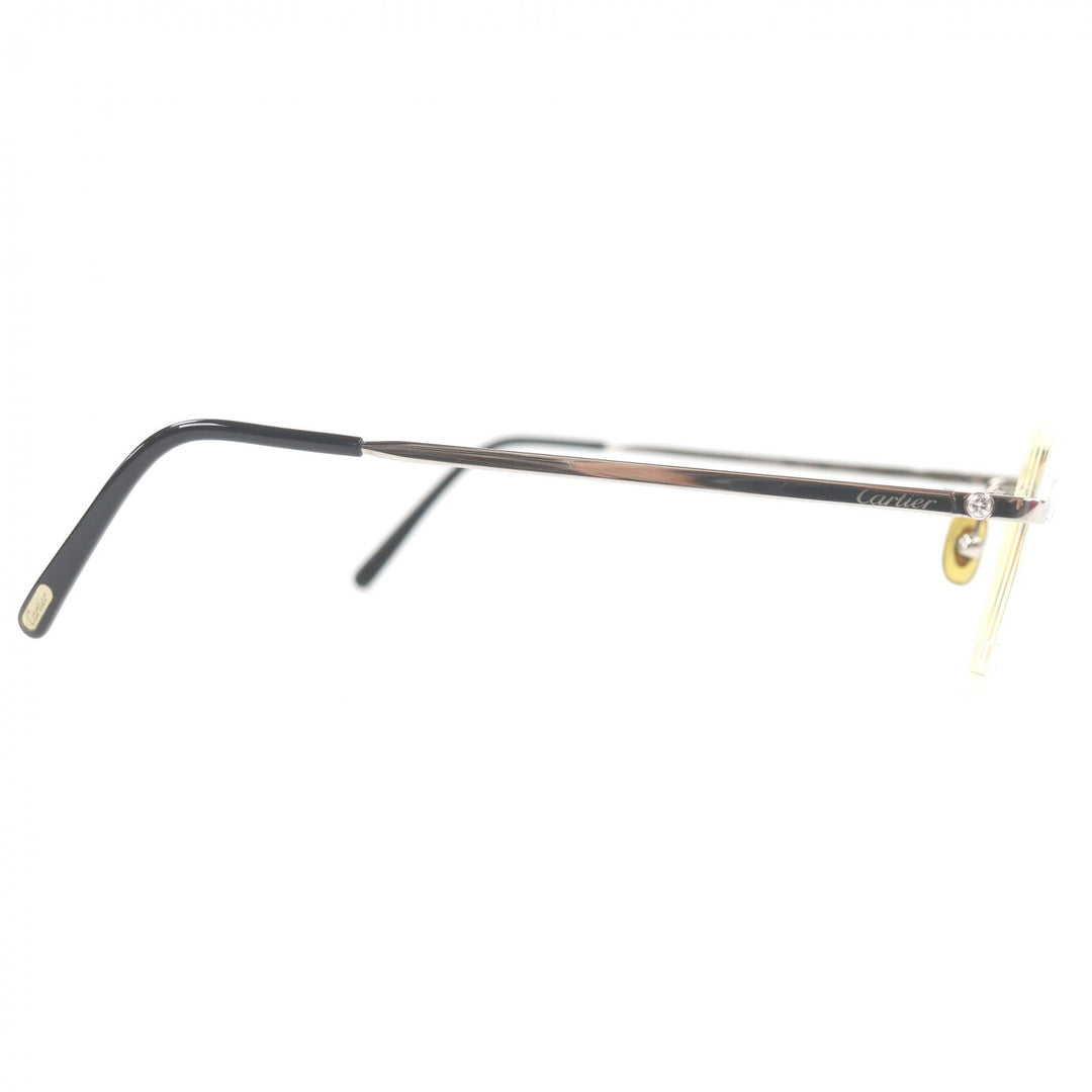 Very Good Cartier Glasses 135 Side Diamond 2P Two Point Silver diamond mens