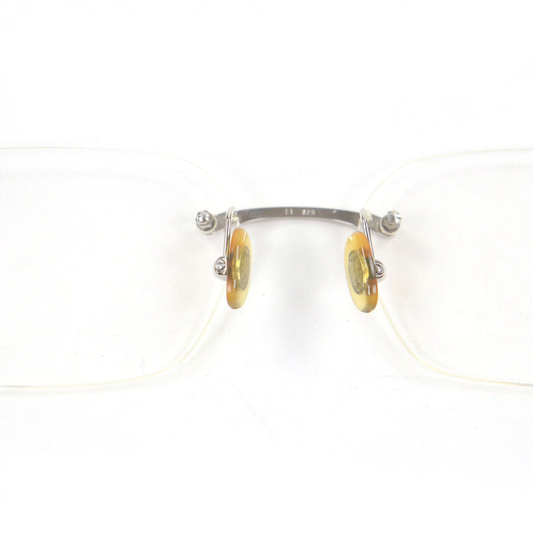 Very Good Cartier Glasses 135 Side Diamond 2P Two Point Silver diamond mens