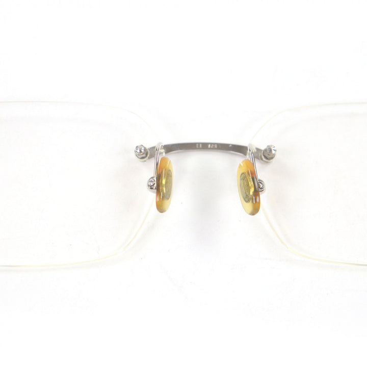 Very Good Cartier Glasses 135 Side Diamond 2P Two Point Silver diamond mens