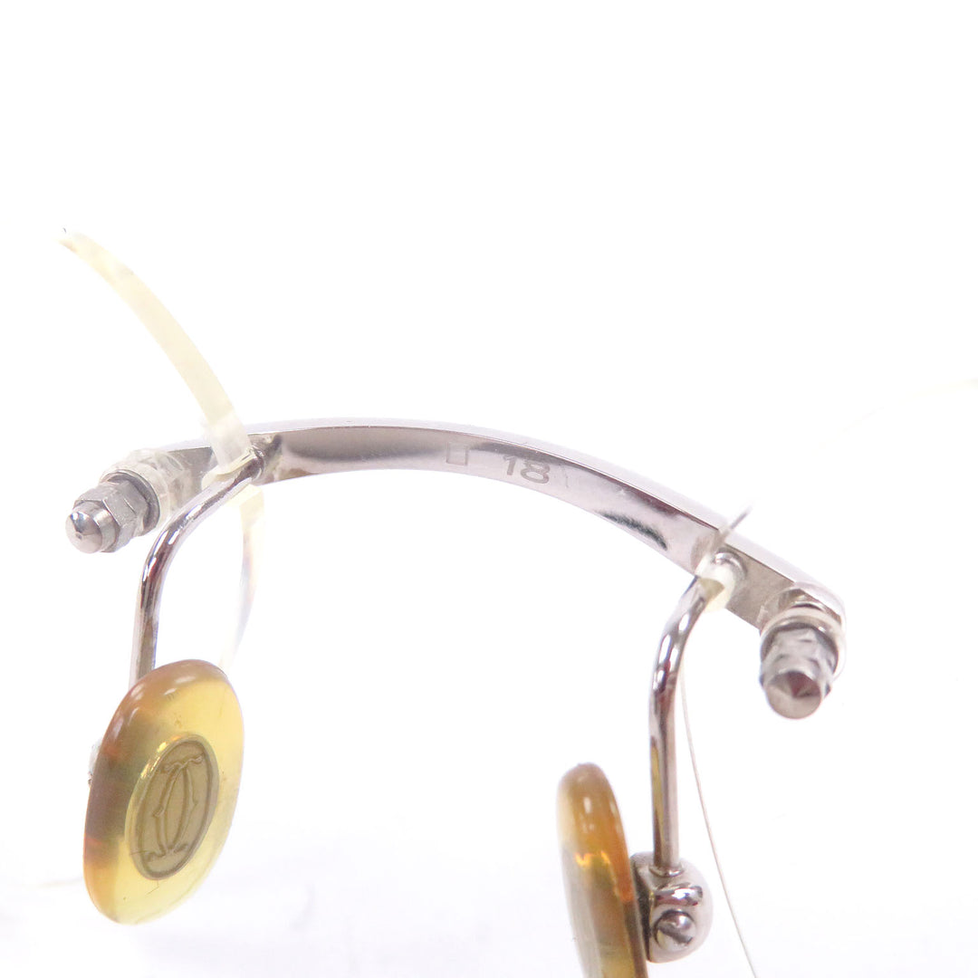 Very Good Cartier Glasses 135 Side Diamond 2P Two Point Silver diamond mens