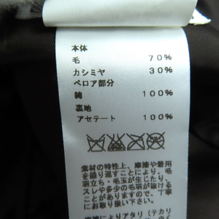 素晴らしいHERMES帽子ロゴプリントベロアハット裏地付きグレーカーキウールレディース57
