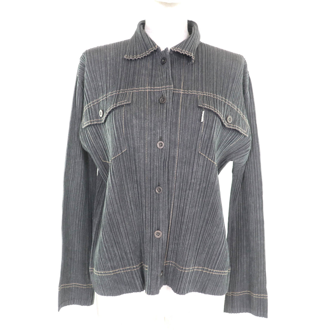 PLEATS PLEASE ジャケット グレー コットン レディース 3 PP71-JD621 美品