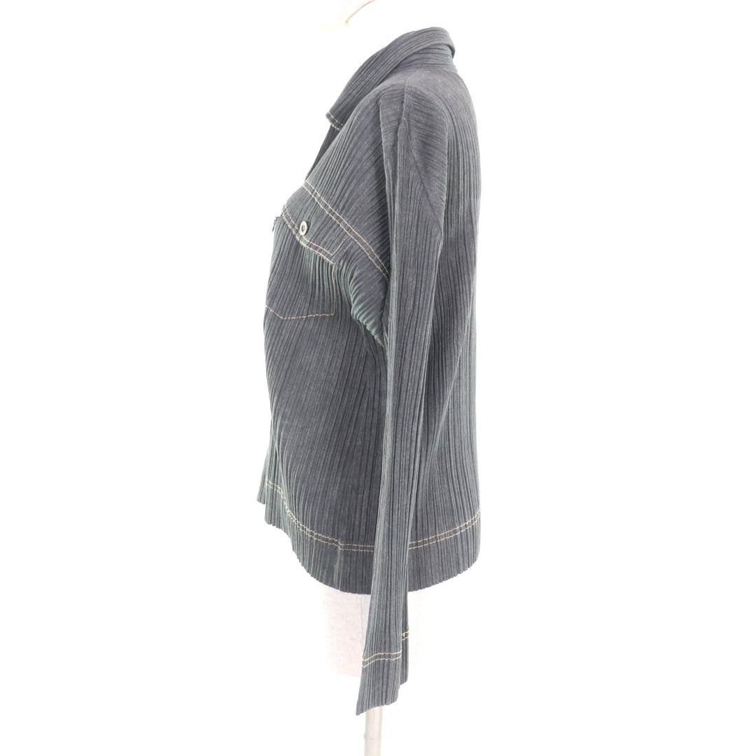 PLEATS PLEASE ジャケット グレー コットン レディース 3 PP71-JD621 美品