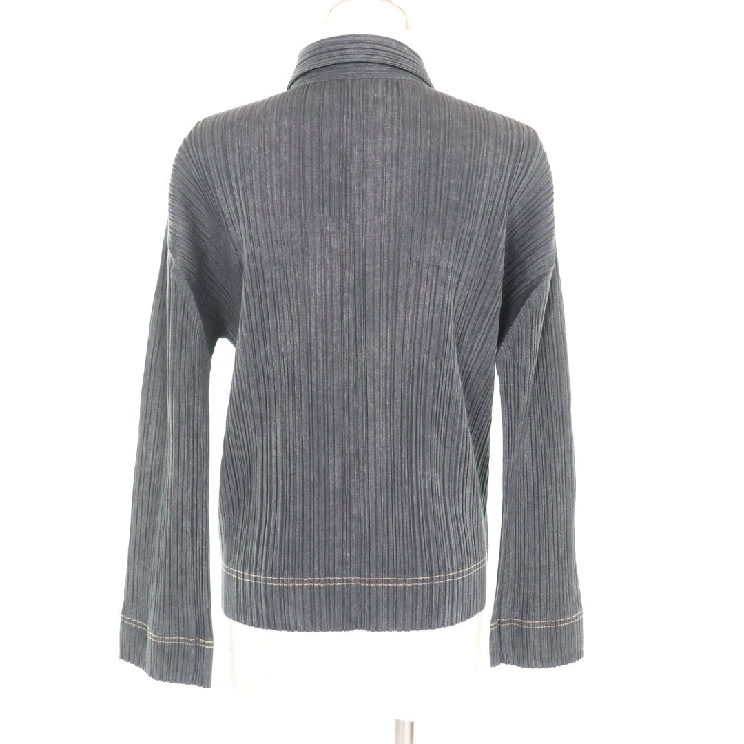 PLEATS PLEASE ジャケット グレー コットン レディース 3 PP71-JD621 美品