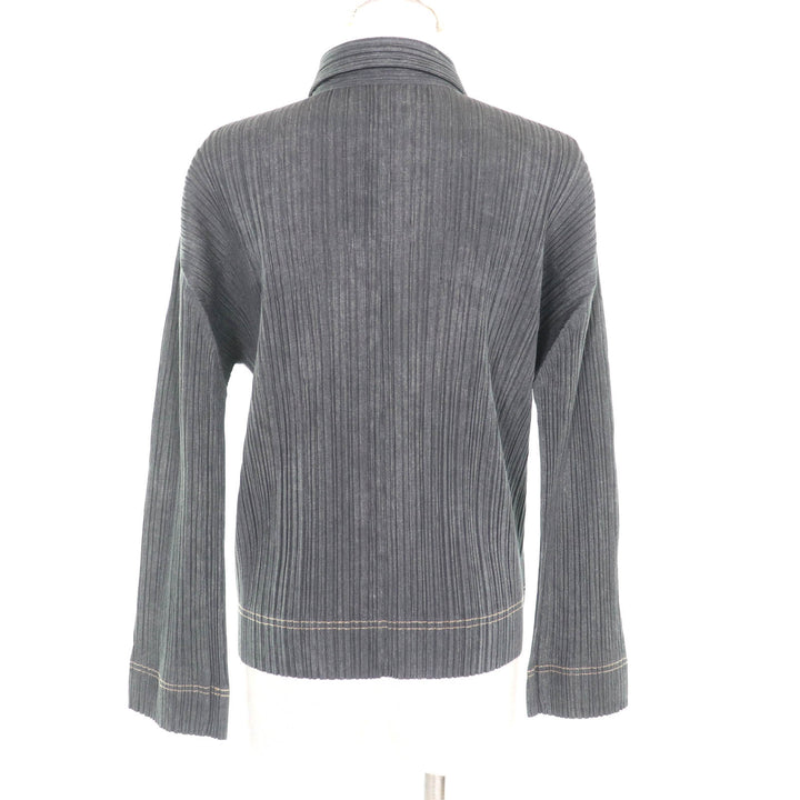 PLEATS PLEASE ジャケット グレー コットン レディース 3 PP71-JD621 美品