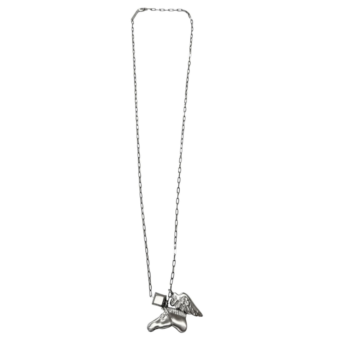 Great HERMES Necklace Talisman Pegasus Chain Silver mens