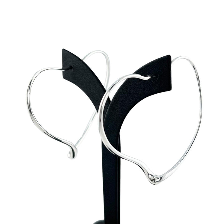 Great TIFFANY&Co. Pierce Open Heart Hoop Pierce Silver AG925 Women
