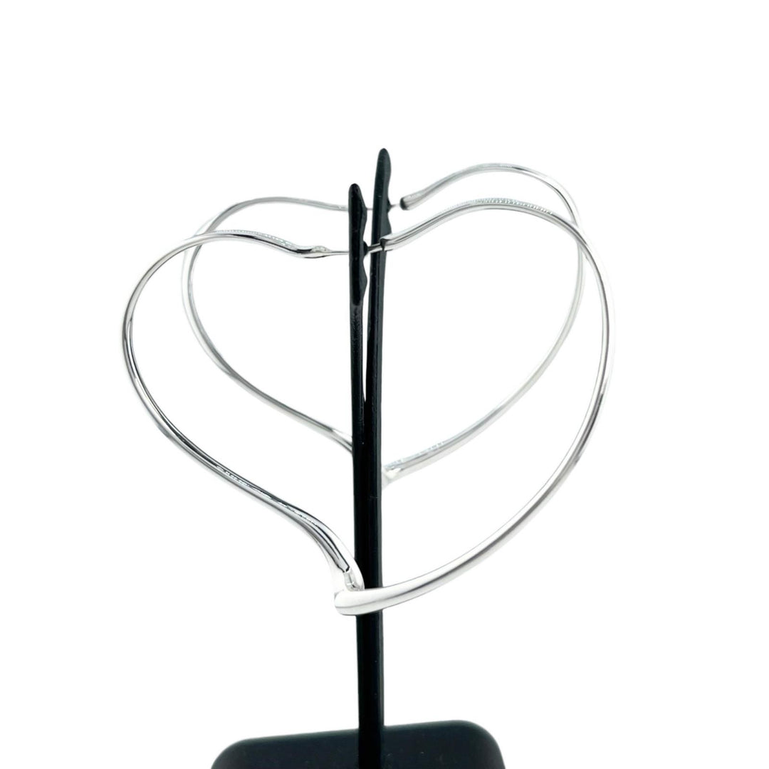 Great TIFFANY&Co. Pierce Open Heart Hoop Pierce Silver AG925 Women