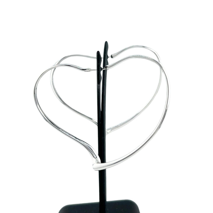 Great TIFFANY&Co. Pierce Open Heart Hoop Pierce Silver AG925 Women
