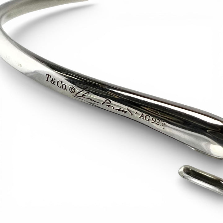 Great TIFFANY&Co. Pierce Open Heart Hoop Pierce Silver AG925 Women