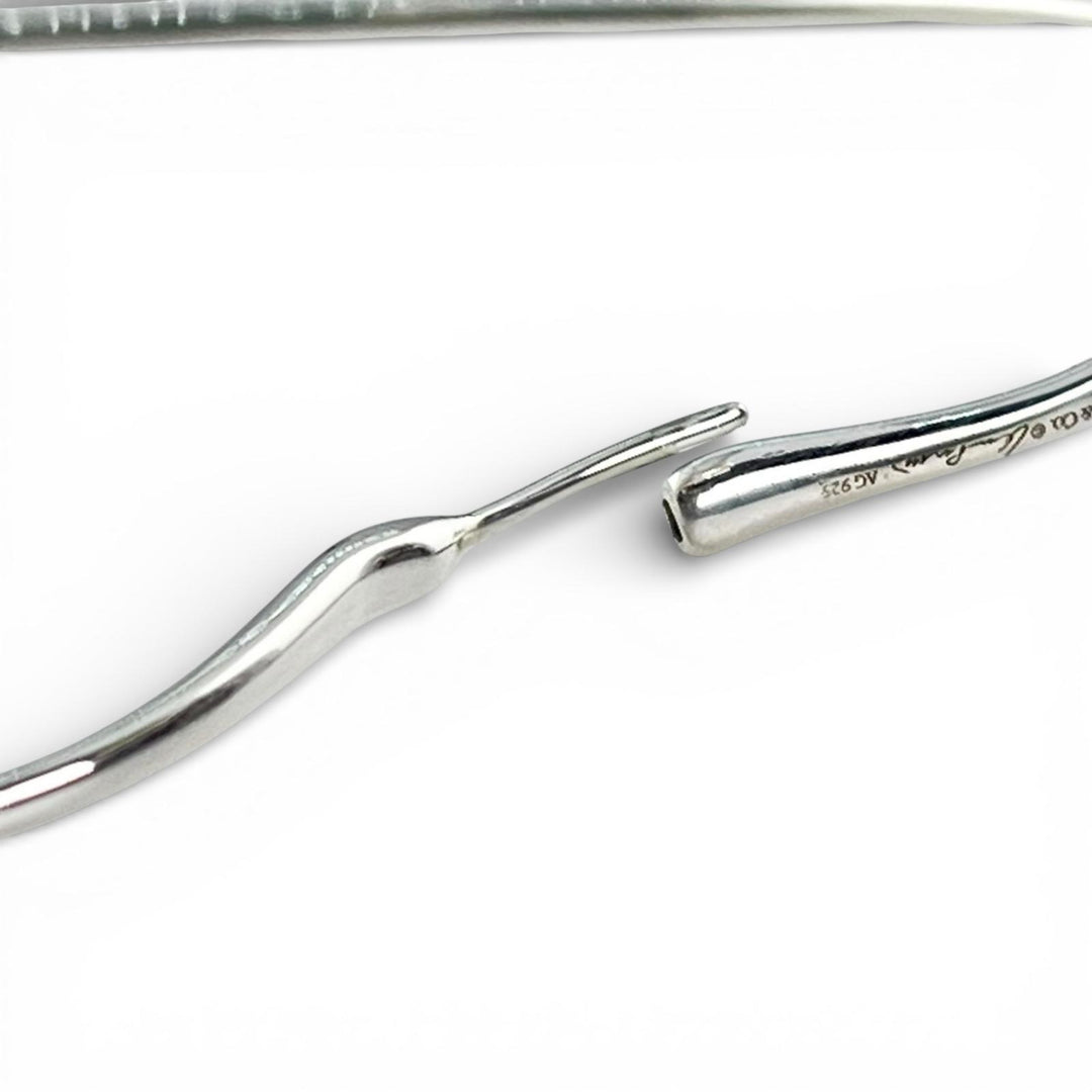 Great TIFFANY&Co. Pierce Open Heart Hoop Pierce Silver AG925 Women