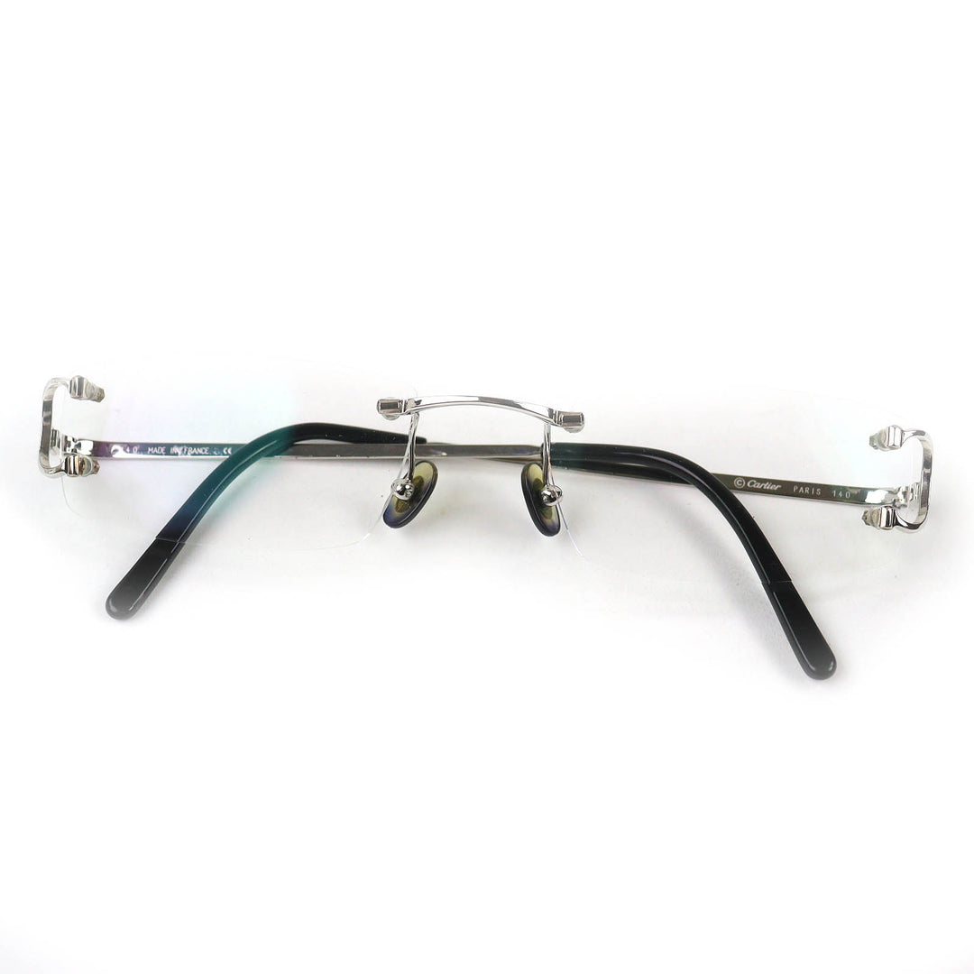 Great Cartier Glasses 2C Decor Two-Point Rimless Square black mens