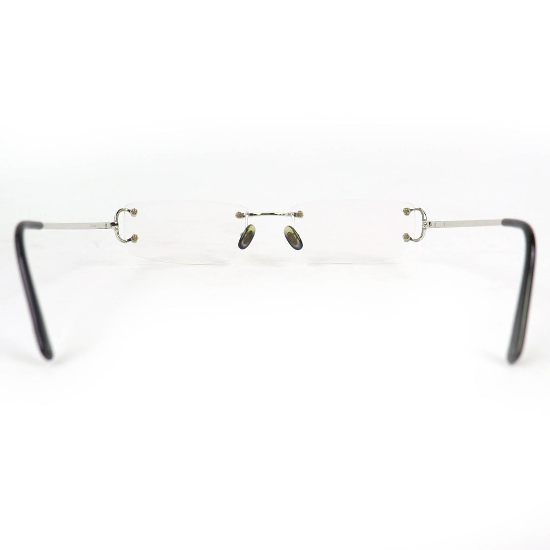Great Cartier Glasses 2C Decor Two-Point Rimless Square black mens