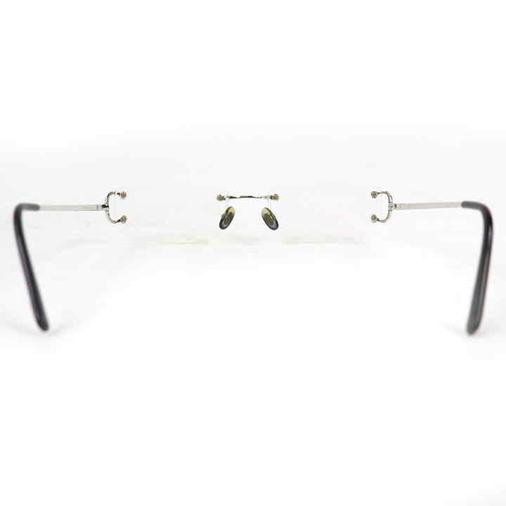 Great Cartier Glasses 2C Decor Two-Point Rimless Square black mens